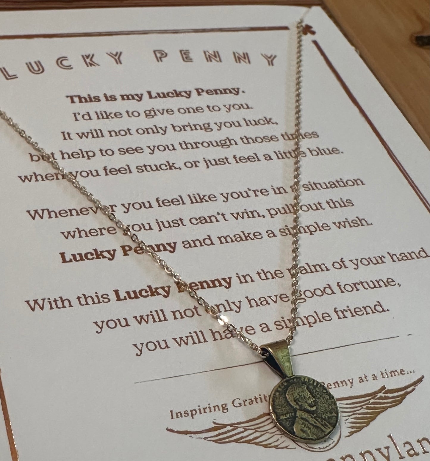 Lucky Penny - Petite Penny Necklace in Yellow Bronze