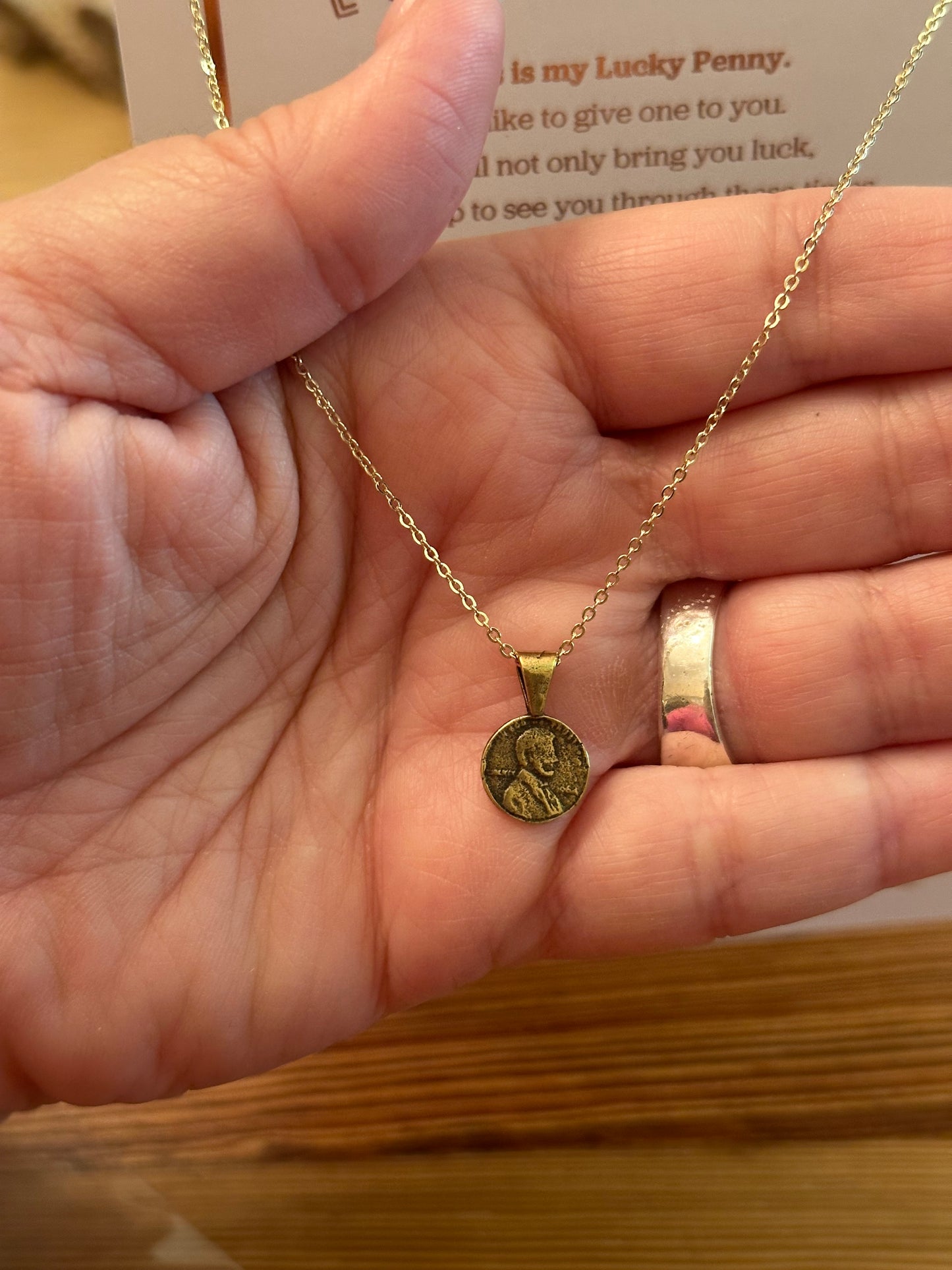 Lucky Penny - Petite Penny Necklace in Yellow Bronze