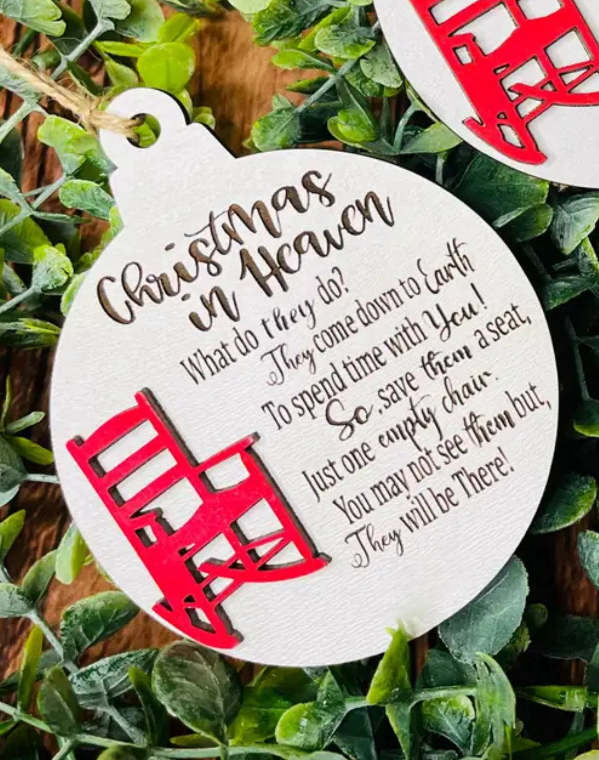 Christmas in Heaven Ornament - Style B (Empty Chair)